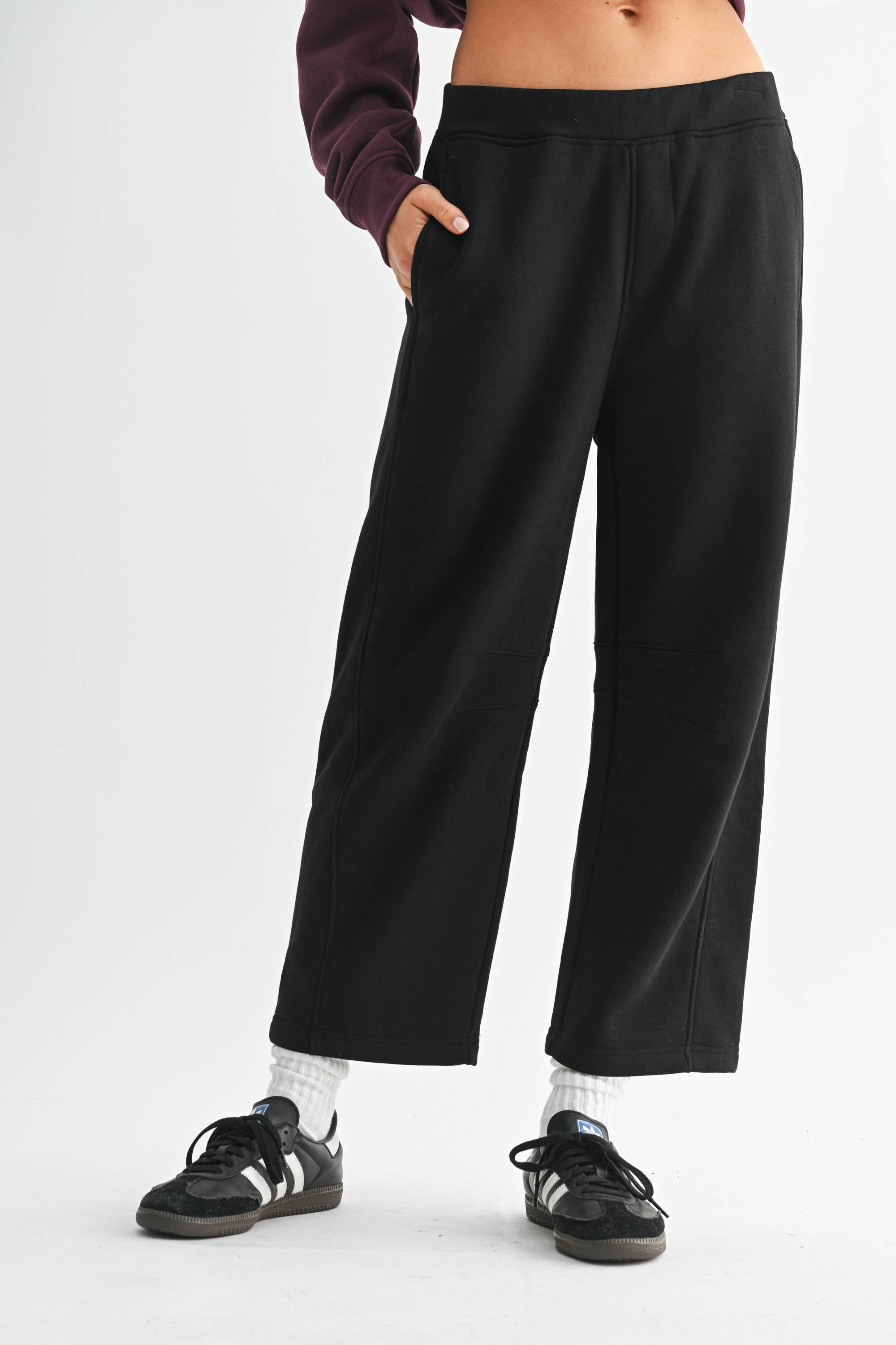 Mono B Off-Duty Wide Leg Lounge Pants in Black 37 South Boutique